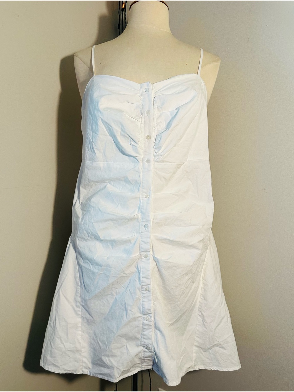Wild Fable NWT Square Neck Bubble Hem Mini Dress button-front White Size XXL